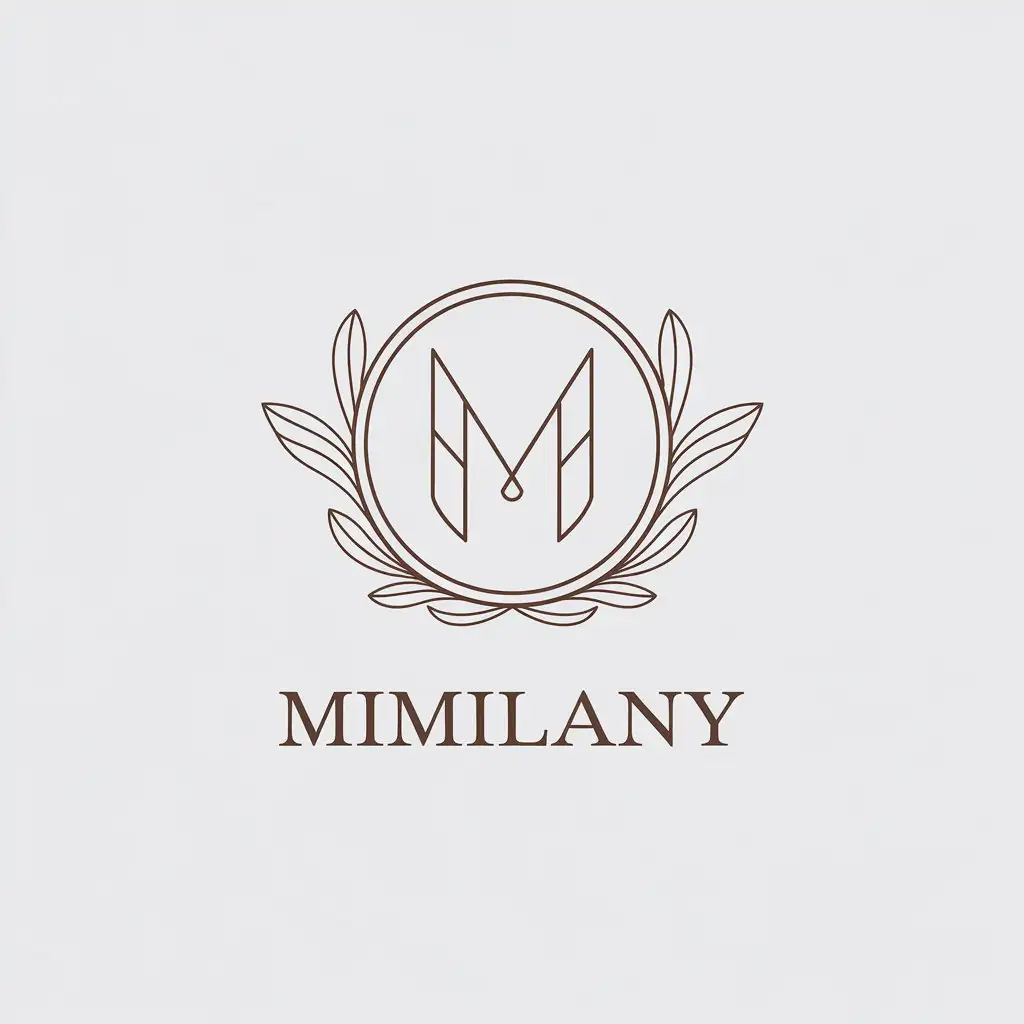 a vector logo design,with the text "Mimilany", main symbol:round logo in minimalist style with abbreviation and elegant thin lines, minimalistic, with minimum amount of lines,Minimalistic,clear background