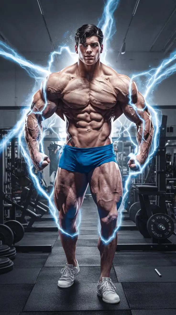 Athletic-Man-Transformed-into-Ripped-Superman-with-Luminous-Blue-Power