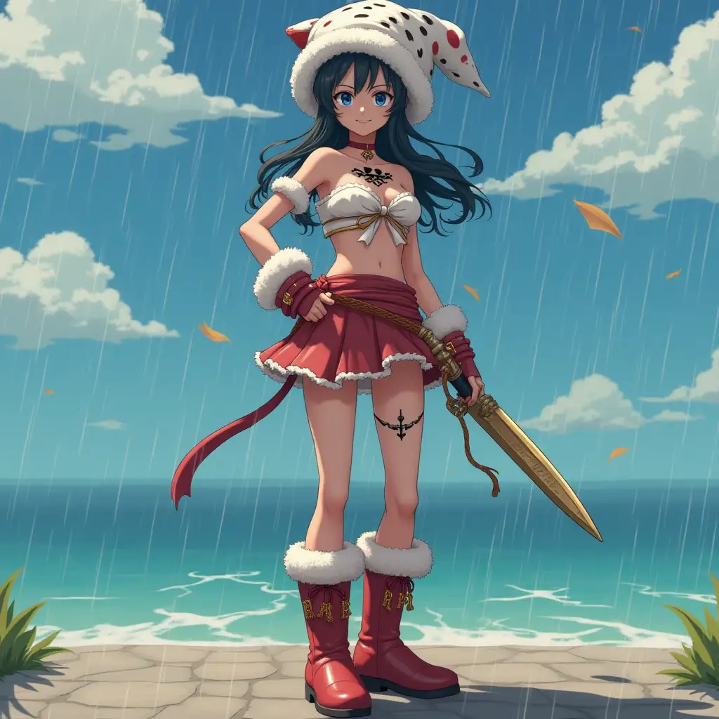 Trafalgar-D-Water-Law-Portrait-with-Jolly-Roger-and-Tribal-Tattoos-Sea-Background