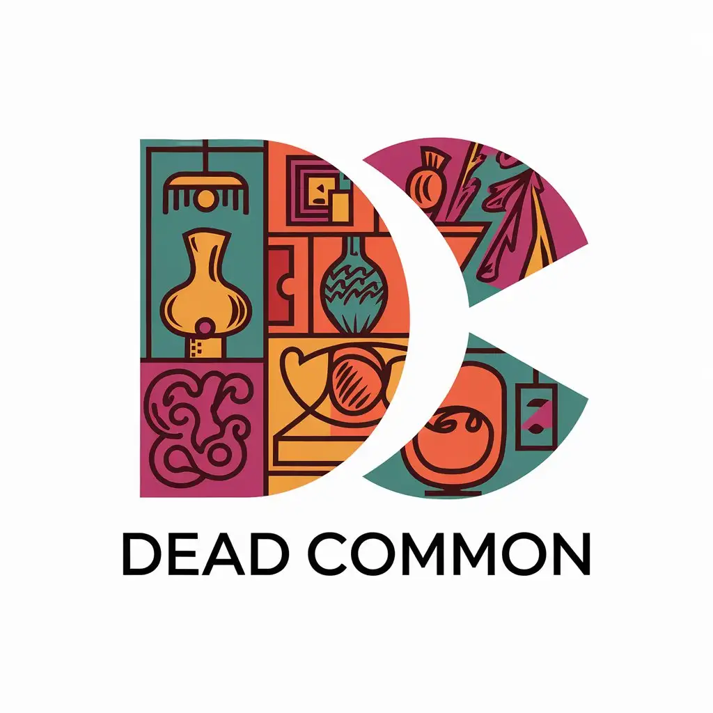 LOGO Design for Dead Common Exciting and Vibrant Artist Sketching of Unique Home Decor Items in Minimalistic Style