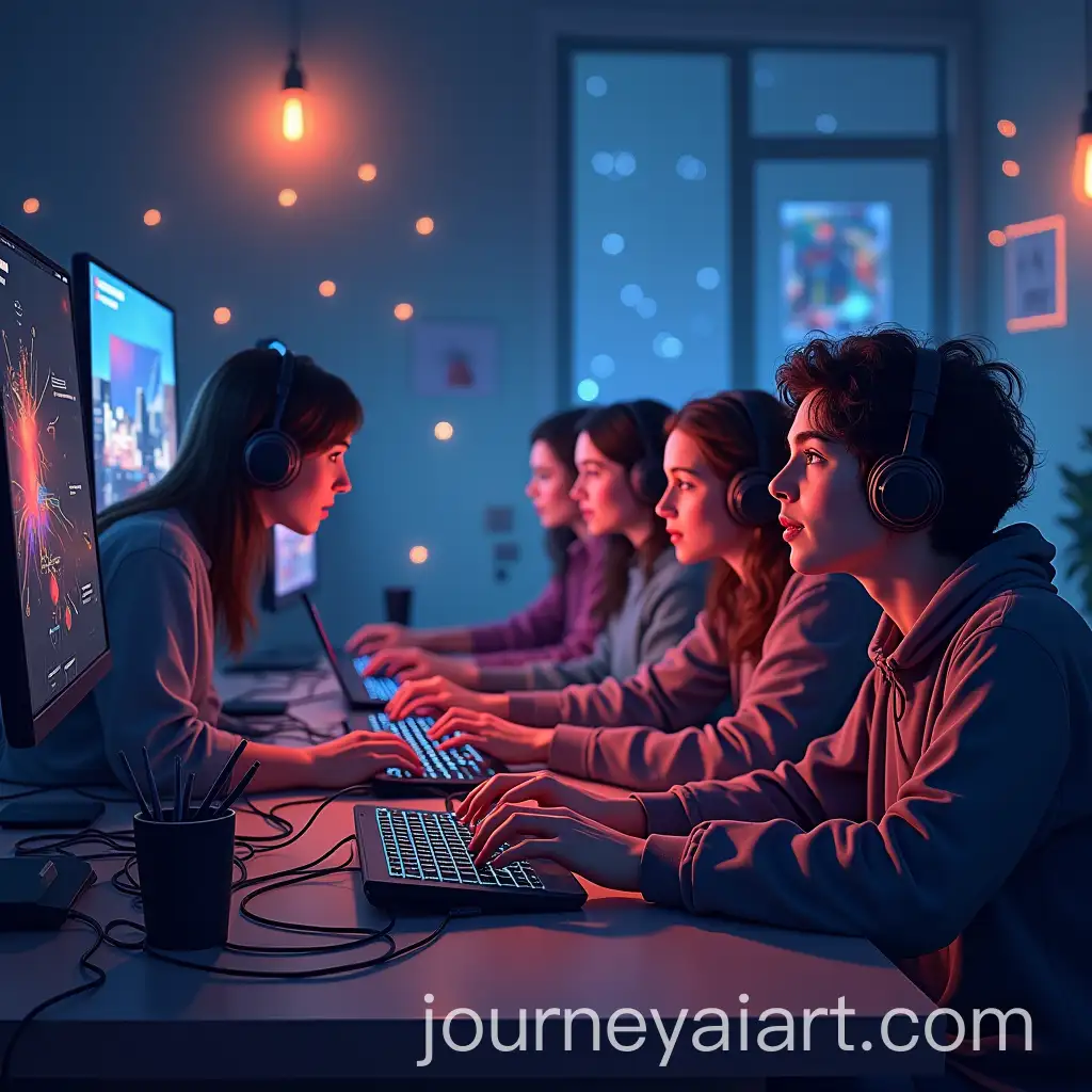 Group-of-Friends-Enjoying-Video-Games-Together-on-a-Computer