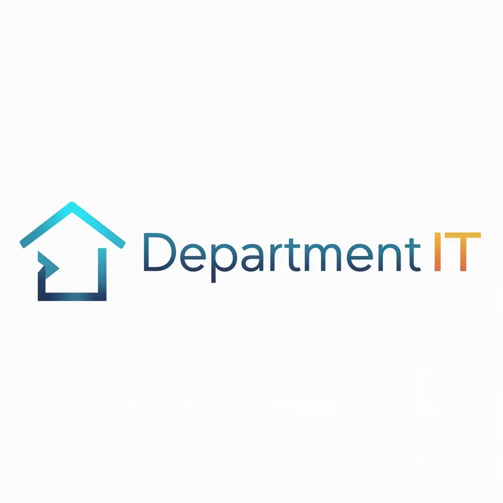 a logo design,with the text "Department IT", main symbol:Styled as an arrow corner of a house,Moderate,be used in Technology industry,clear background