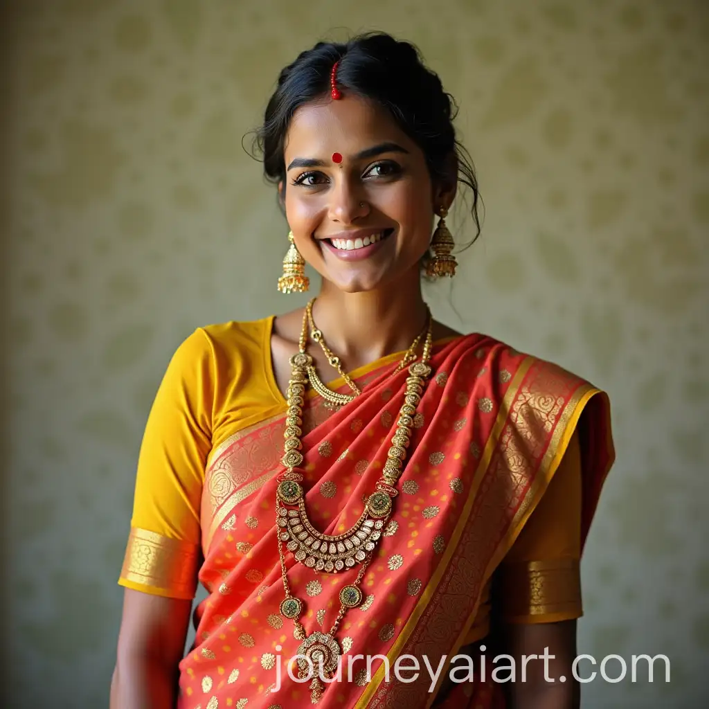 Traditional-Indian-Woman-Wearing-Colorful-Saree-in-Vibrant-Setting
