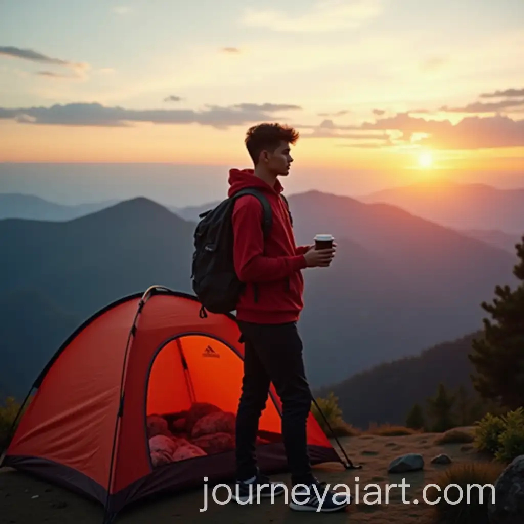 Indonesian-Youth-Camping-on-Mountain-Top-with-Sunrise-View