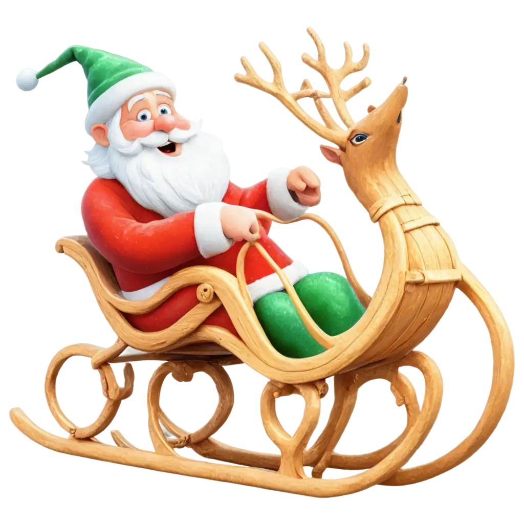 Grandfather-Frost-on-Sleigh-in-the-Sky-Christmas-PNG-Image-for-Holiday-Designs