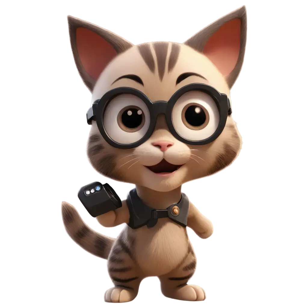 3D-PNG-Image-Adorable-Kitten-Enjoying-Video-Games