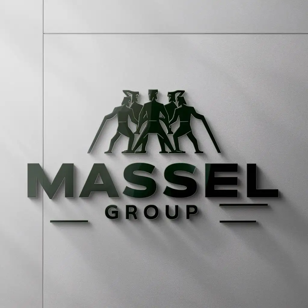 a logo design,with the text "Massel group", main symbol:Chat of ancient Greek athletes,Moderate,be used in Sports Fitness industry,clear background