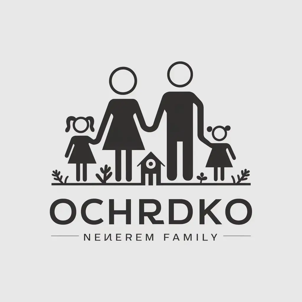 LOGO-Design-For-Ochredko-Family-Theme-with-Husband-Wife-and-Daughters-in-Home-Family-Industry