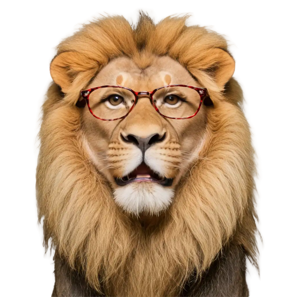 Elegant-Lion-Wearing-Glasses-PNG-Image-Enhance-Your-Design-with-Sophistication