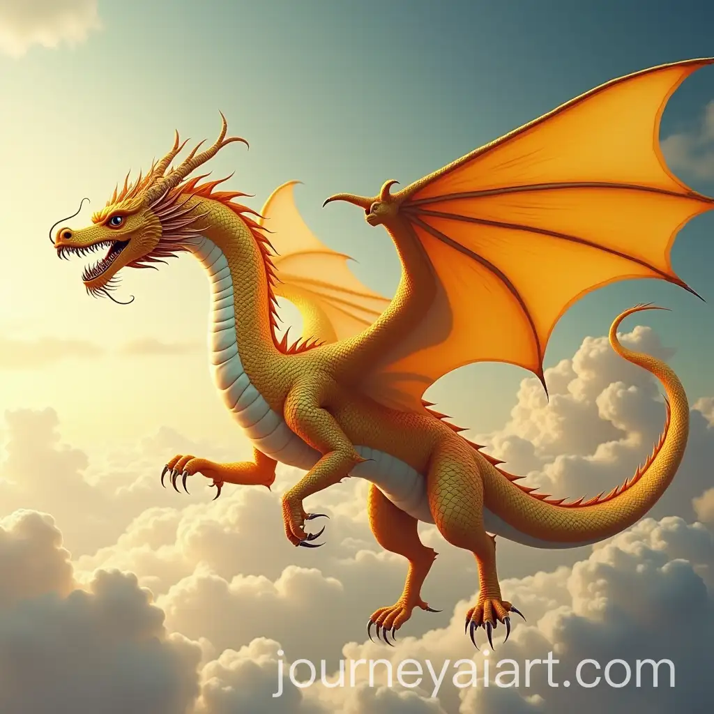 Majestic-Golden-Yellow-Oriental-Dragon-Soaring-in-the-Sky