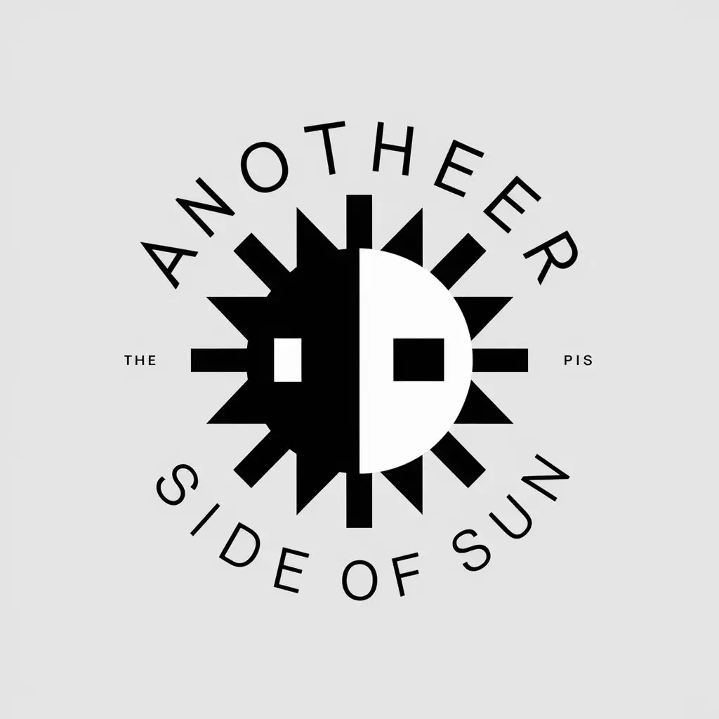 a vector logo design,with the text "Another Side of Sun", main symbol:One sun, half black, half white, pixel style,Moderate,clear background