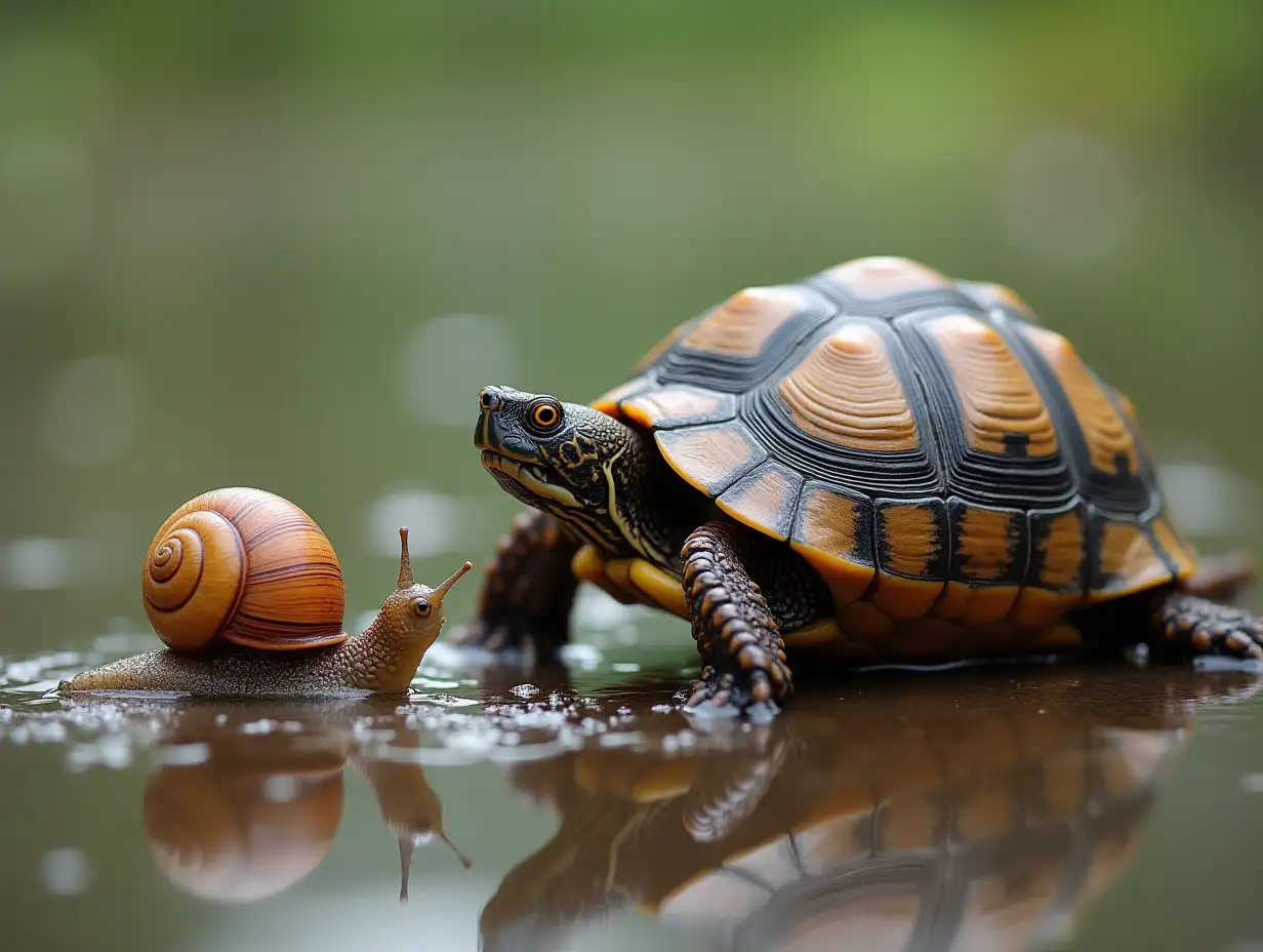 Turtle-and-Snail-Friendship-A-Playful-Yet-Unsuccessful-Encounter