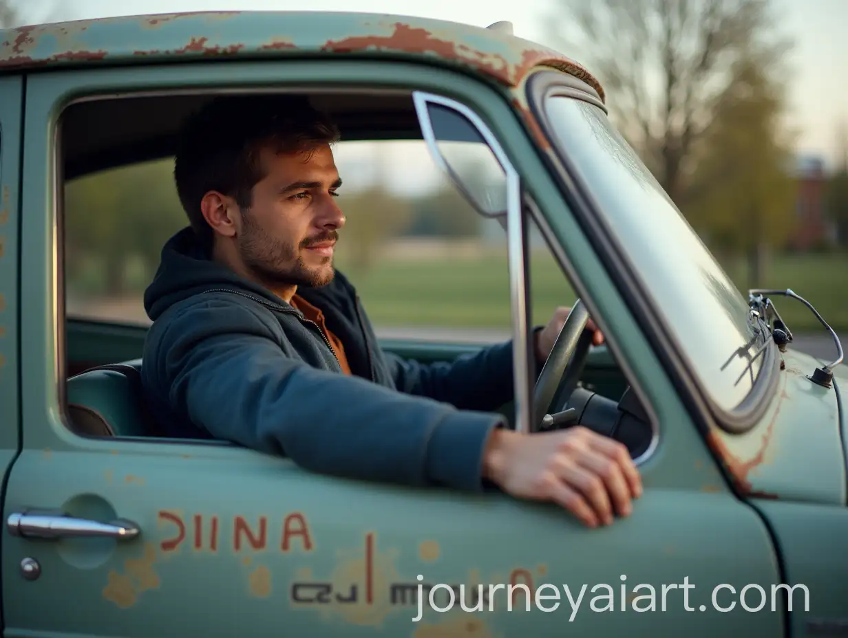 Young-Man-Driving-a-Car-Named-Diana-Dzyuman-with-Clear-Name-Display