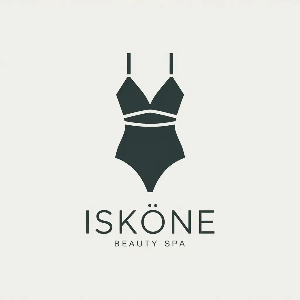 a vector logo design,with the text "Iskone", main symbol:Swimsuit,Moderate,be used in Beauty Spa industry,clear background