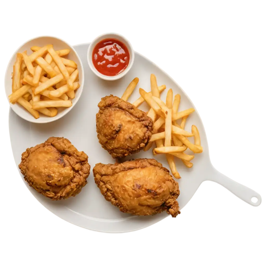 Delicious-Chicken-Fry-with-French-Fries-on-White-Plate-High-Quality-PNG-Image-for-Food-Styling