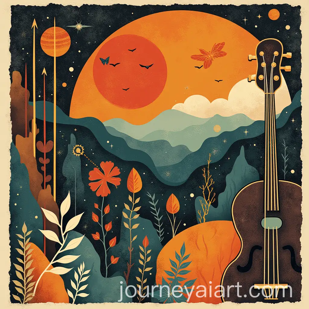 Vintage-Collage-Music-Poster-with-Abstract-Geometric-Forms-and-Nature-Elements