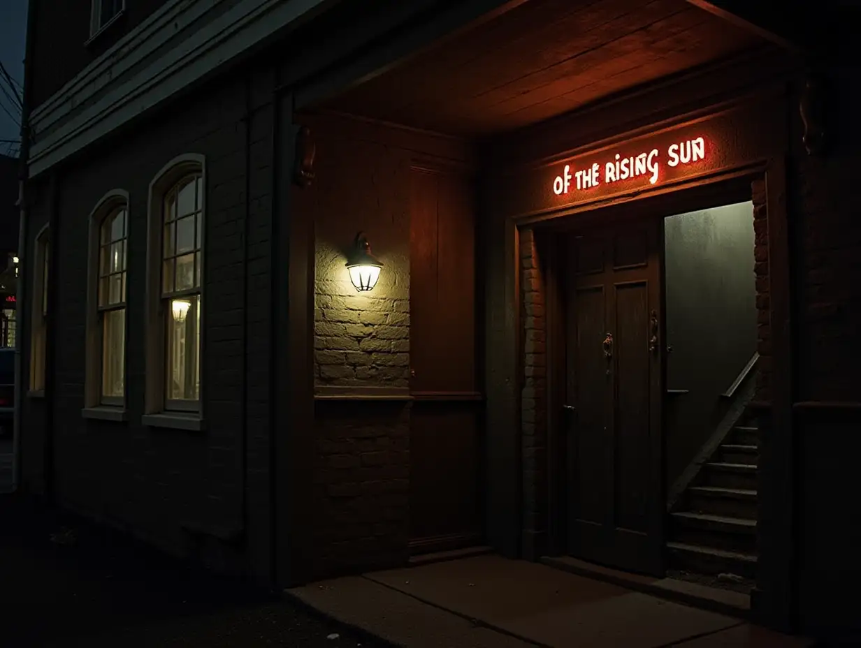 Mysterious-House-of-the-Rising-Sun-with-Flickering-Sign-and-Jazz-Sounds