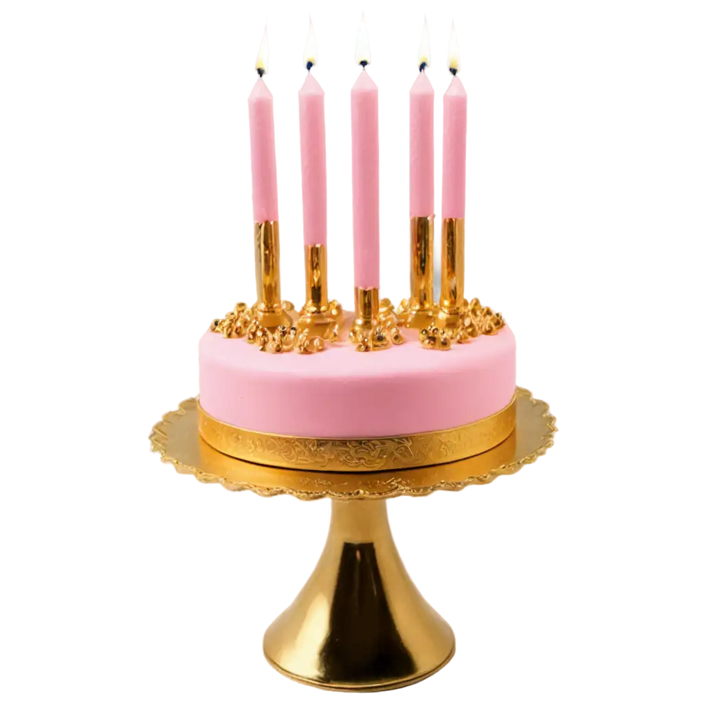 Pink-TwoTiered-Cake-with-20-Gold-Candles-PNG-Image-Perfect-for-Celebrations-and-Event-Design