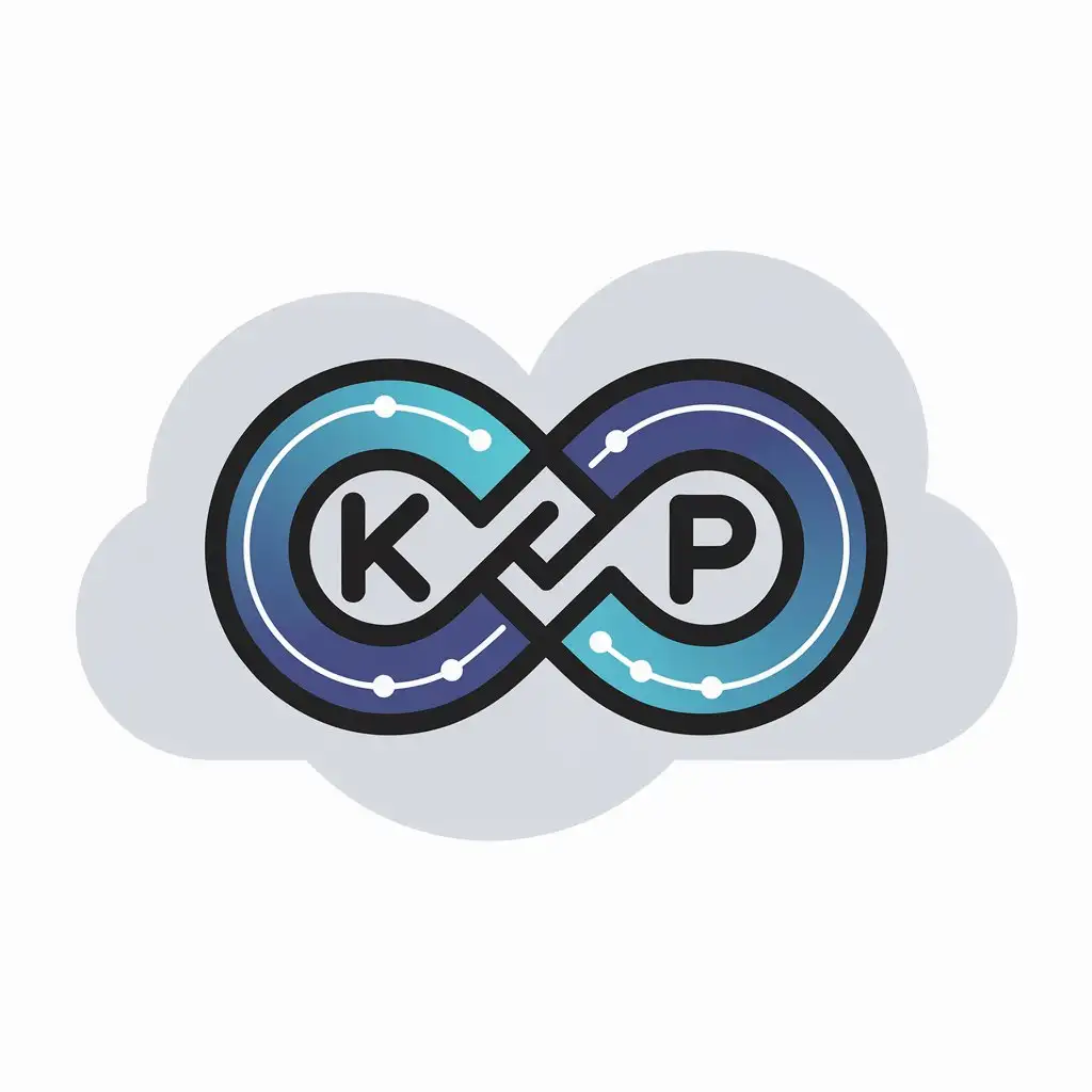 LOGO Design For KEP Infinity Symbol in Modern Internet Industry Theme with Minimalistic Cloud Background