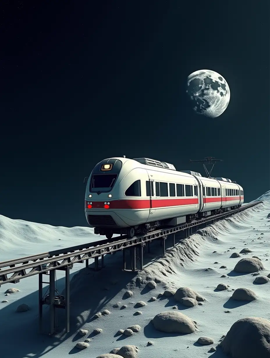 A space train on the moon