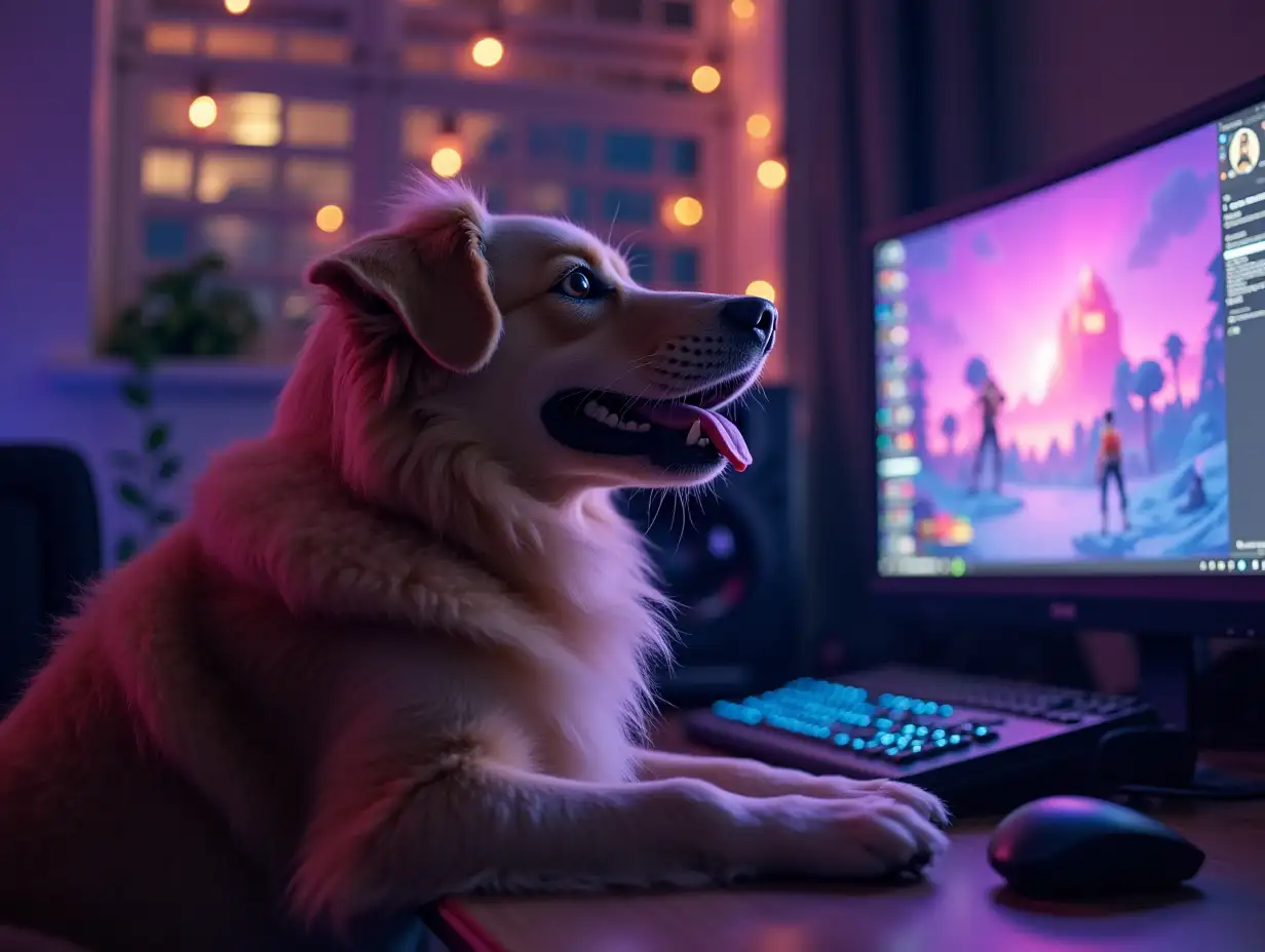 Dog-Playing-Fortnite-on-a-Computer