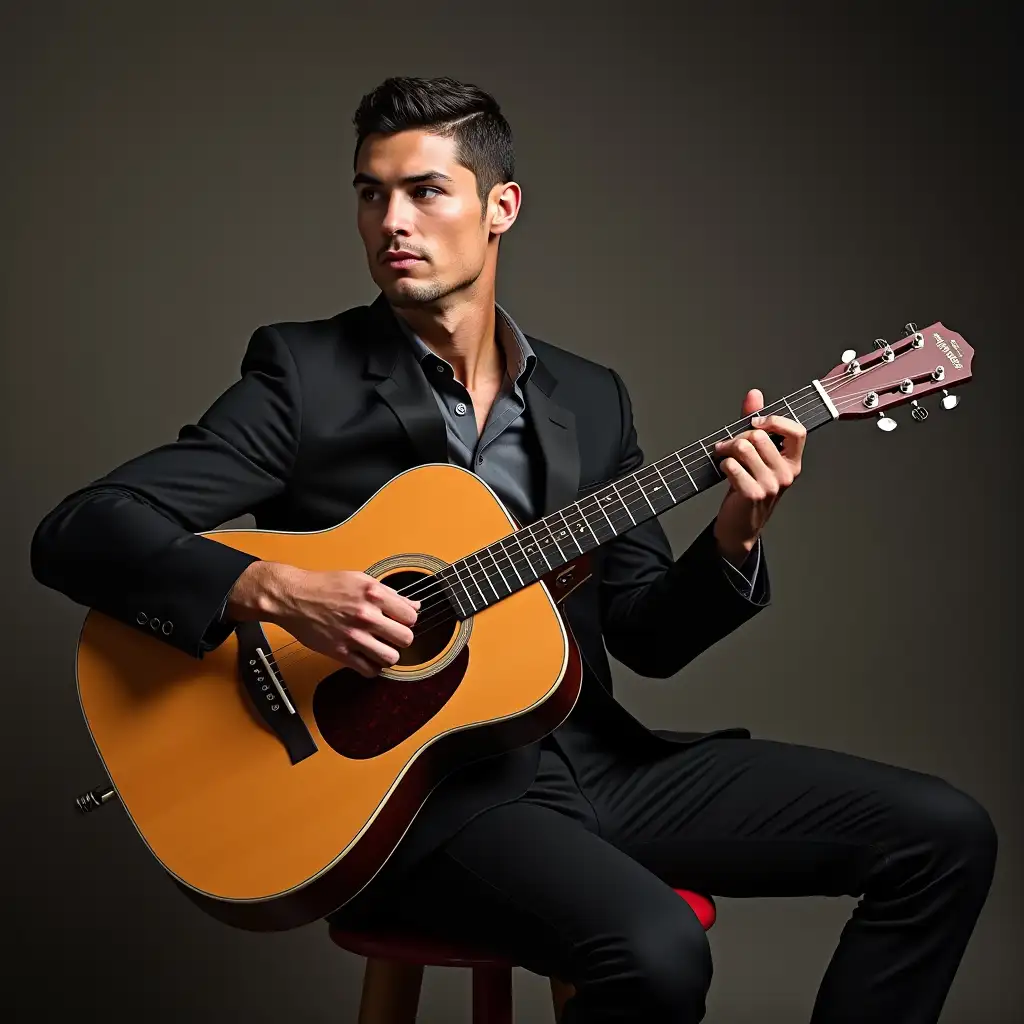 Ronaldo playing acoustic guitar