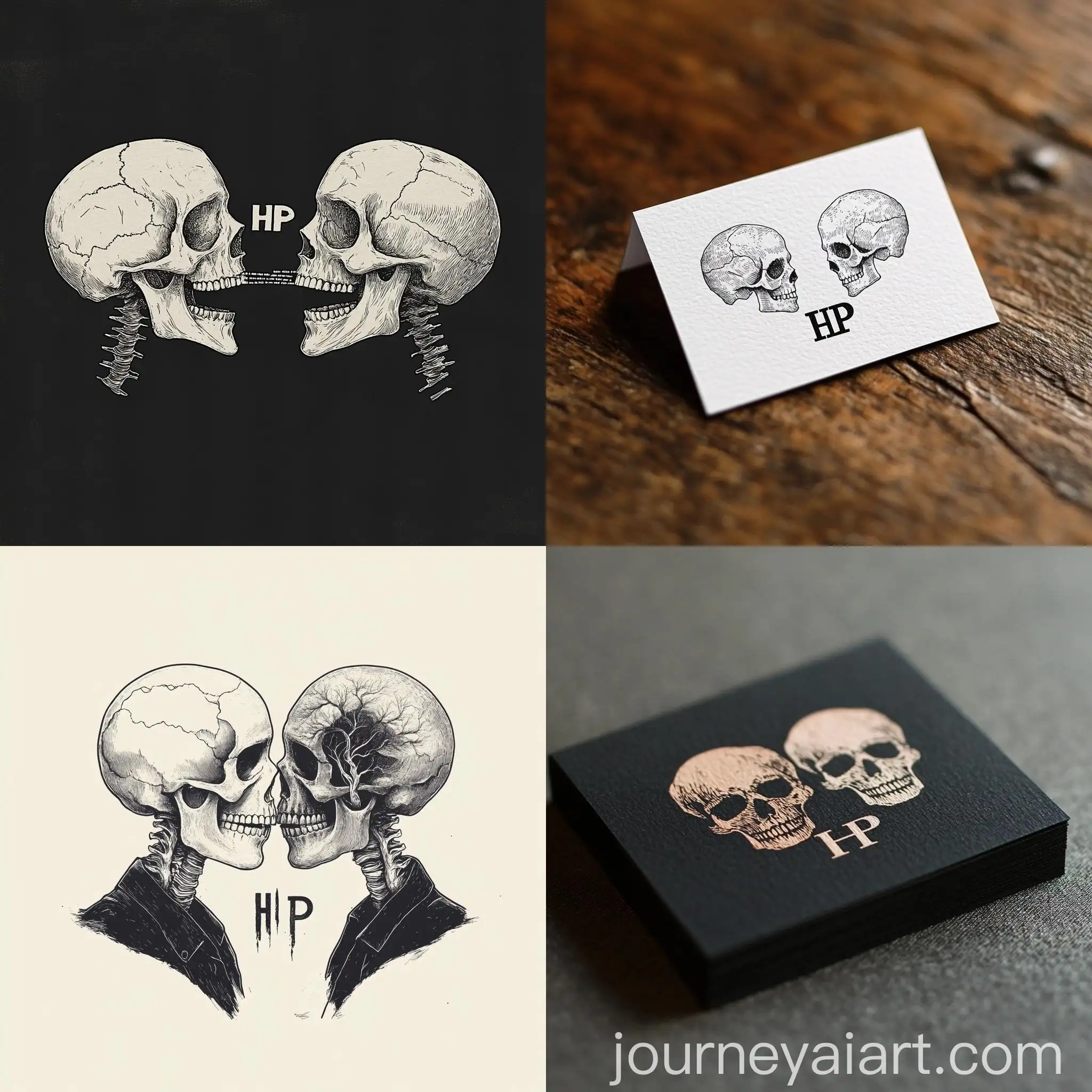 Minimalist-Business-Card-Design-with-Conversation-Between-Skulls-Forming-Letters-H-and-P