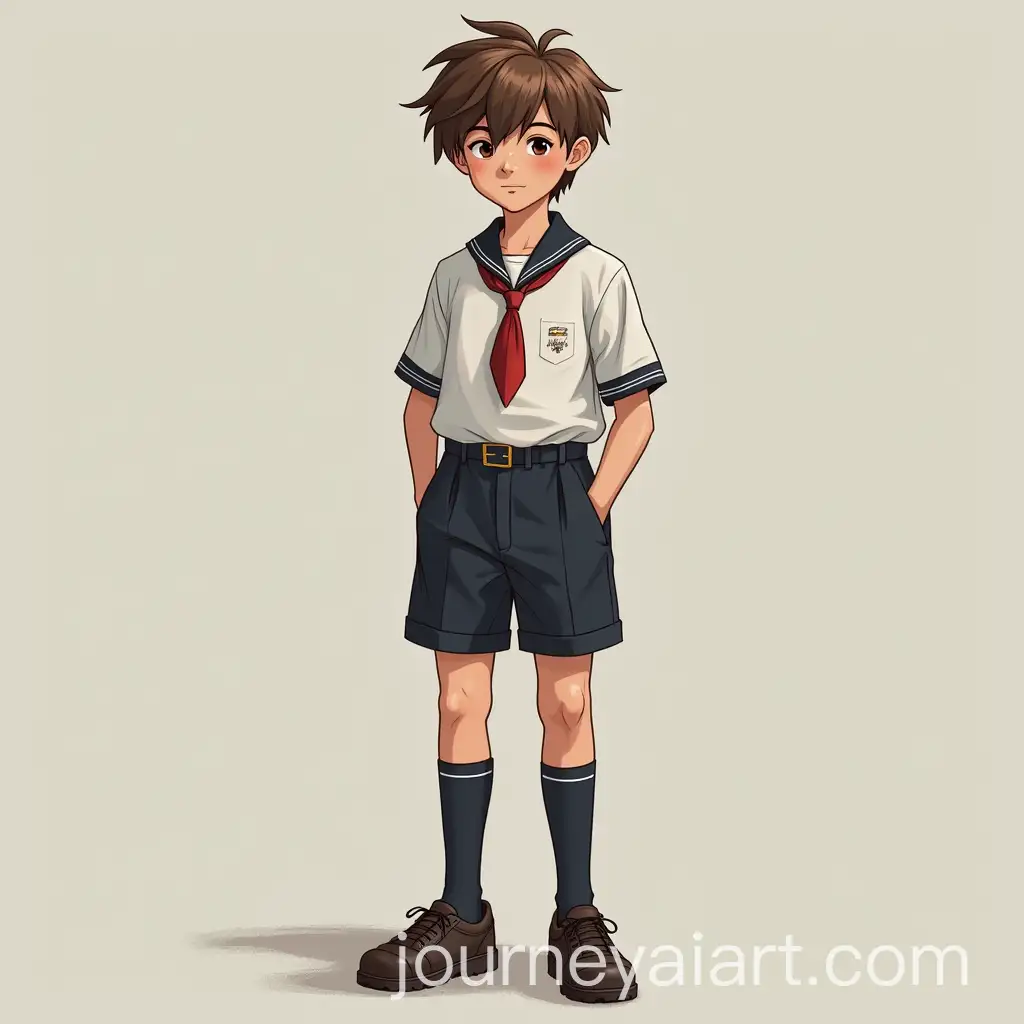 Boy-in-School-Uniform-with-Shorts-and-Socks
