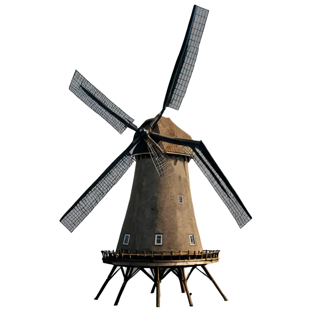 HighQuality-PNG-of-a-Dutch-Windmill-with-Dark-Colored-Spinning-Wheels