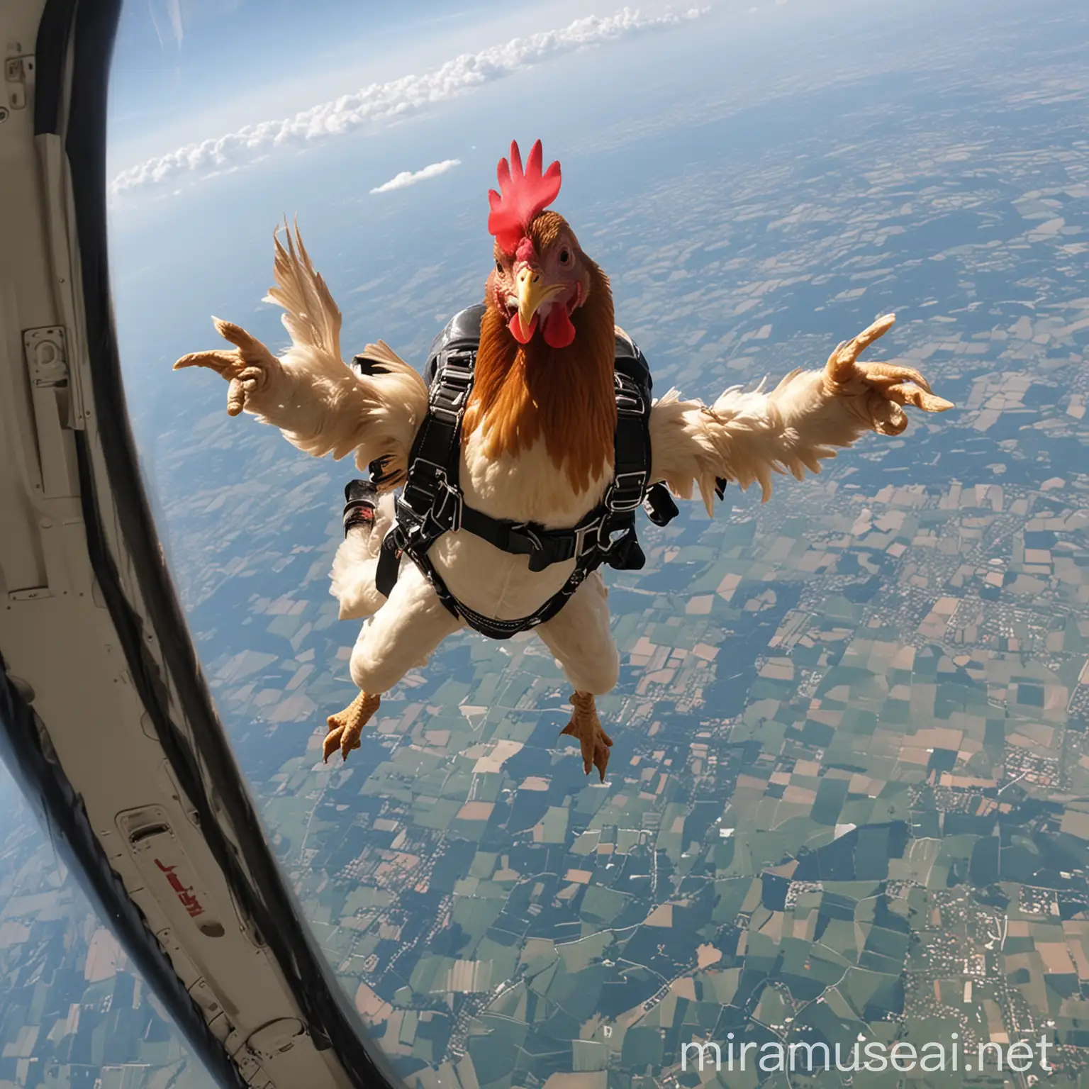 Chicken Skydiving Adventure from a Jet