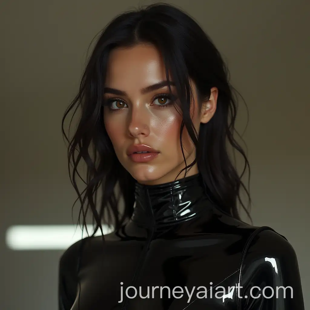 Elegant-WomanAI-Image-Prompt-Expansion-in-Latex-Outfit-with-Bold-Fashion-Statement