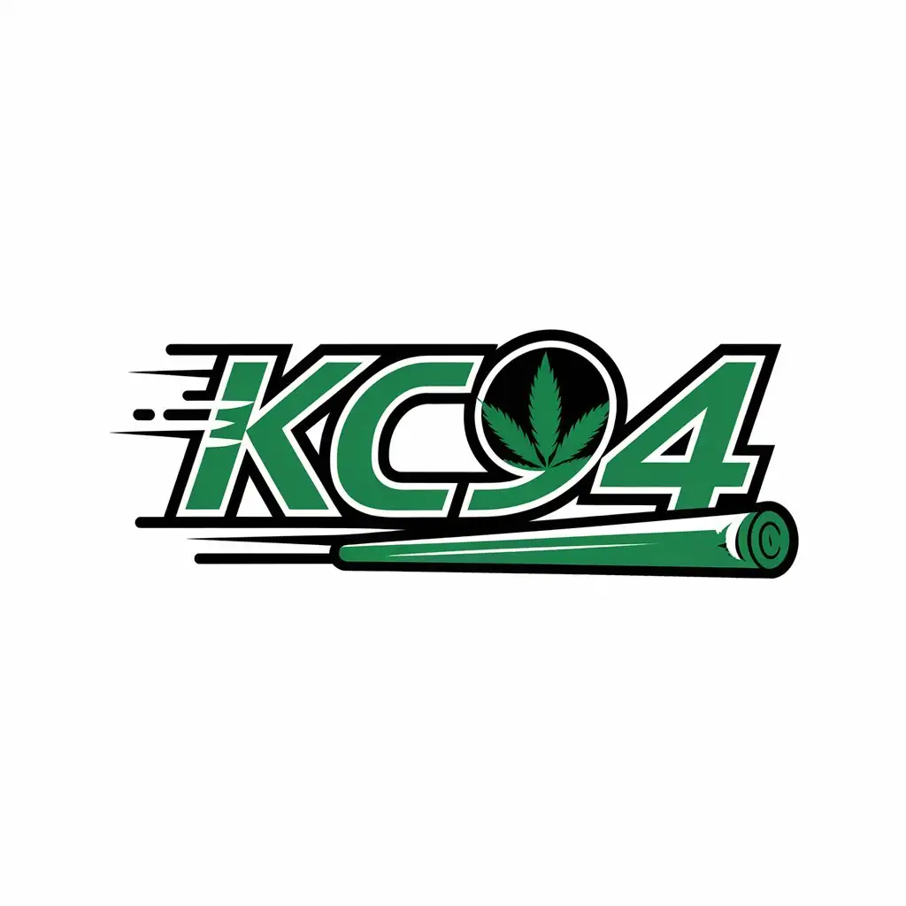 LOGO Design for KC94 Bold Motorsport Style with Cannabis Plant and Rolled Spliff Theme for Sports Fitness