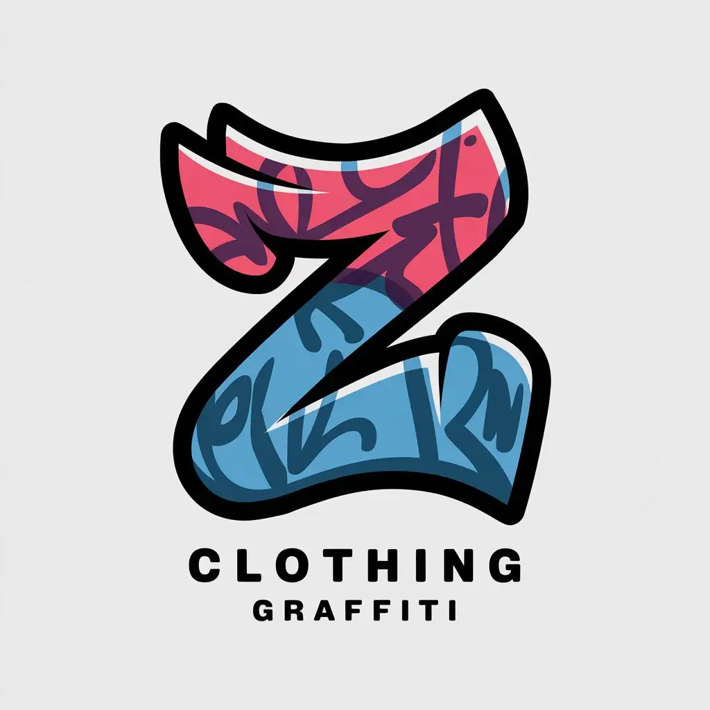 a vector logo design,with the text "Clothing, graffiti", main symbol:z tide brand,Moderate,be used in clothing industry,clear background