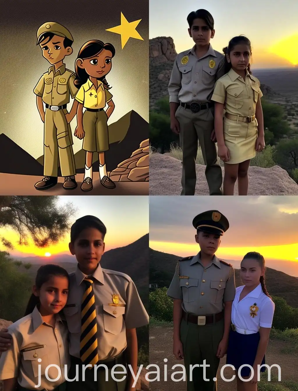 Cadet-Couple-Embracing-at-Sunset-on-Hilltop