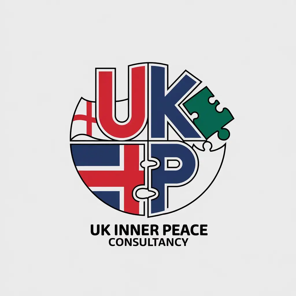 LOGO-Design-for-UK-Inner-Peace-Consultancy-Circular-UKIPC-Letters-with-Englands-Flag-and-Puzzle-Elements