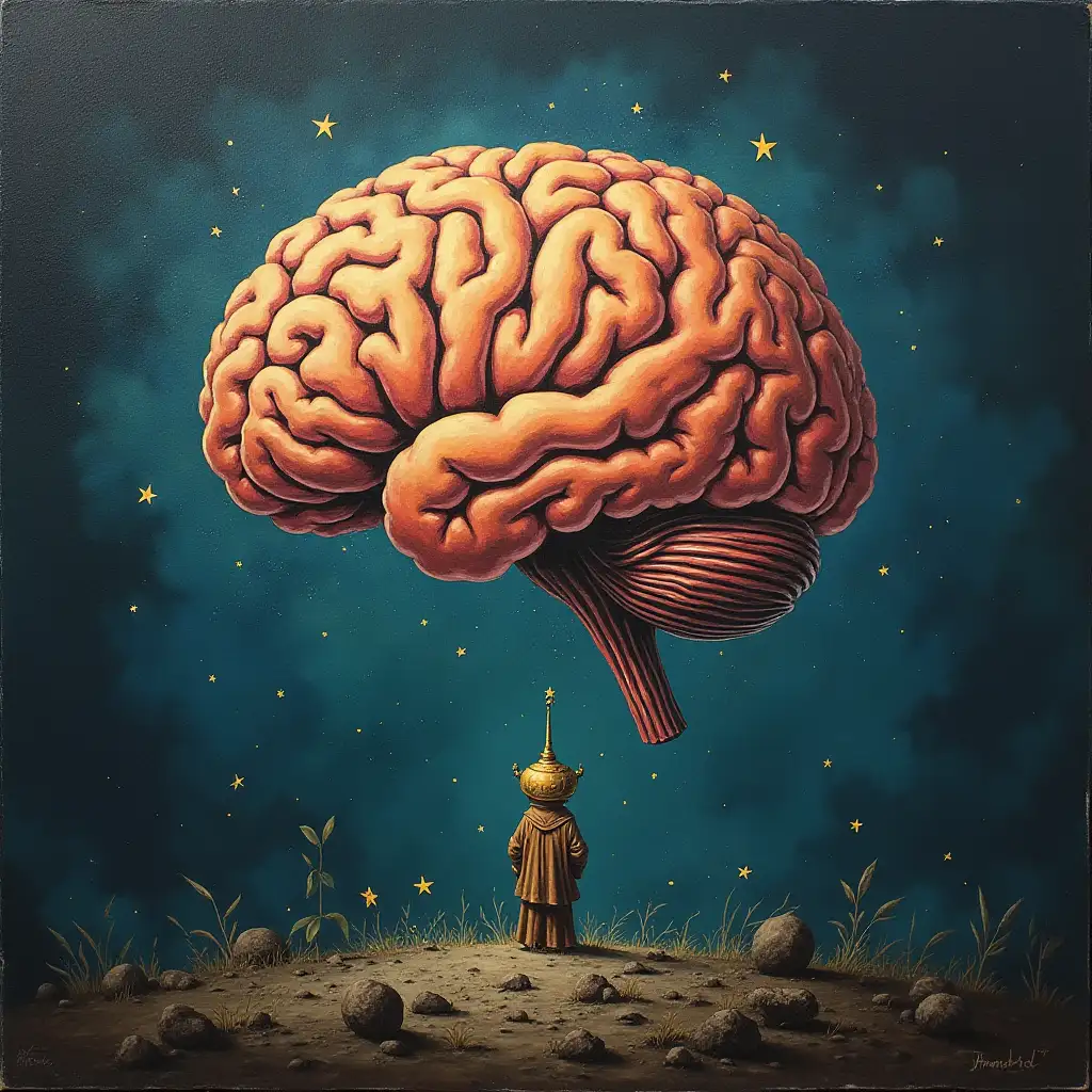 Human Brain and Cosmic Universe Connection in Artistic Interpretation