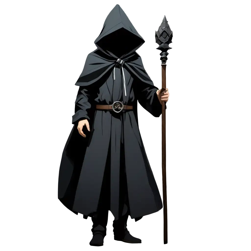 2D-Pixeled-Person-in-Dark-Hood-and-Robe-with-Staff-PNG-Image-Mystical-Fantasy-Character-Design