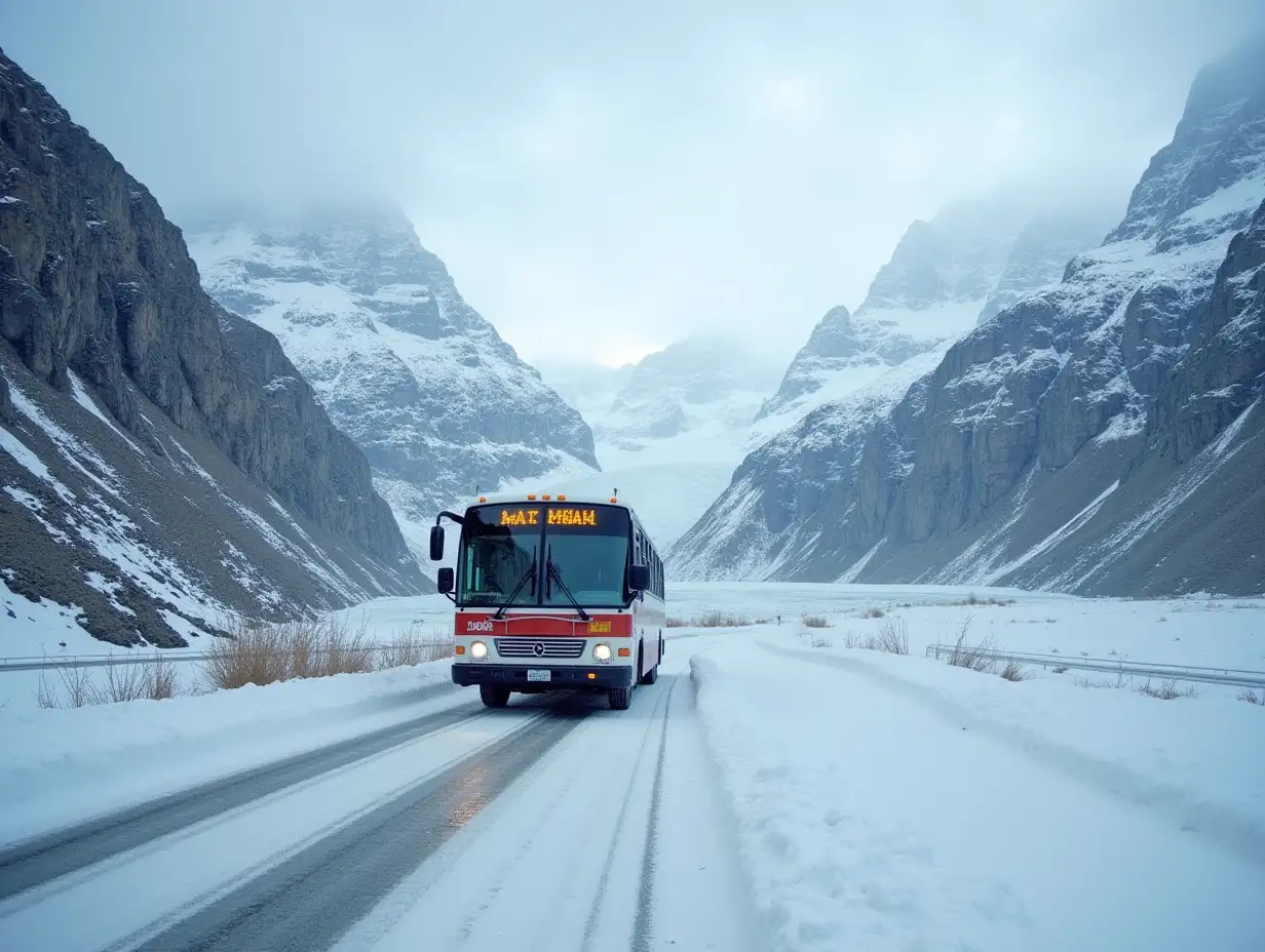 Bus riding glacier