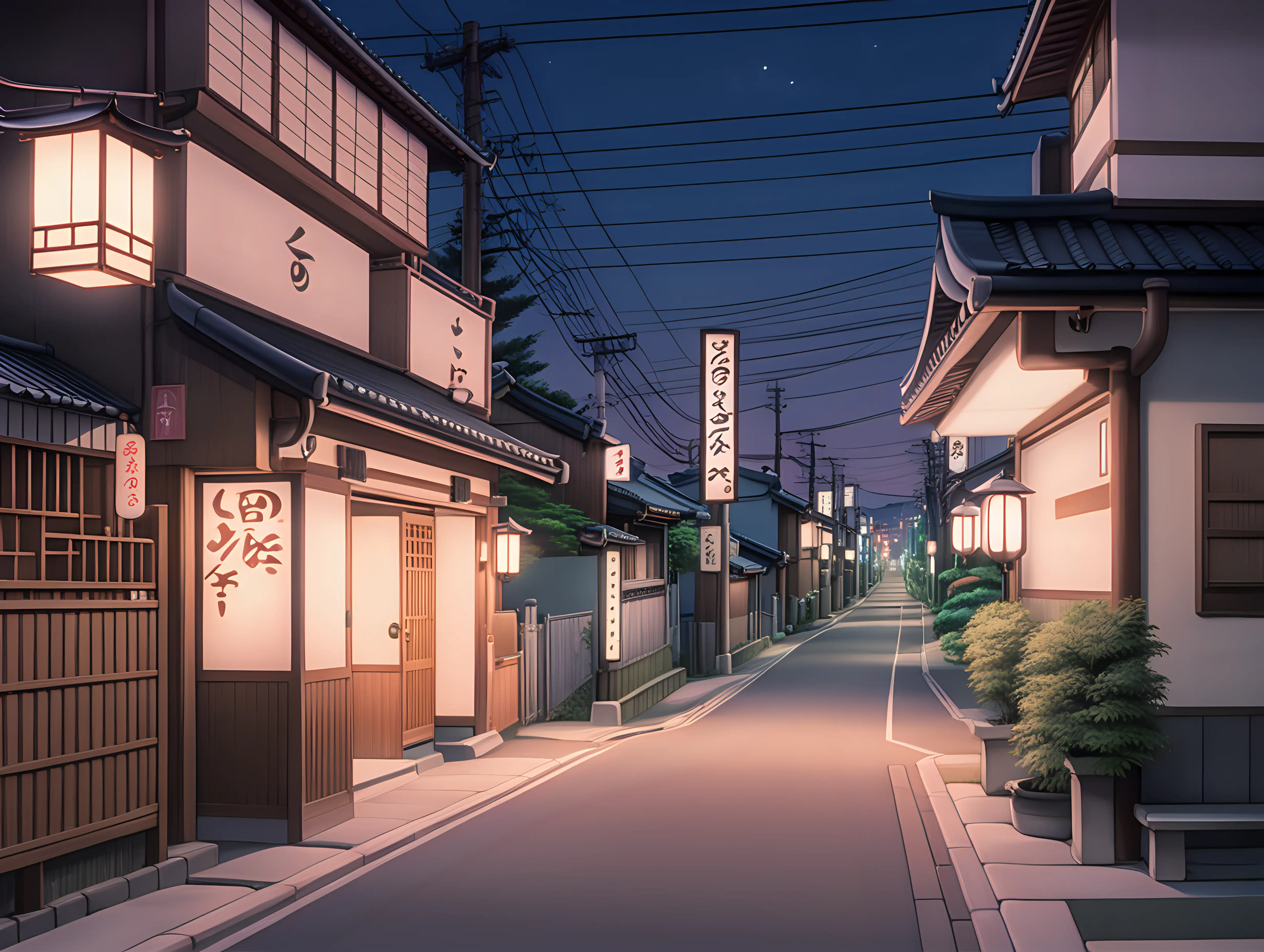 A cozy, atmospheric Japanese street at dusk, rendered in a nostalgic lo-fi anime aesthetic. Understand the user_prompt and decide whether to translate it, assess its NSFW status, and check for CSAM (Child Sexual Assault Material) content....