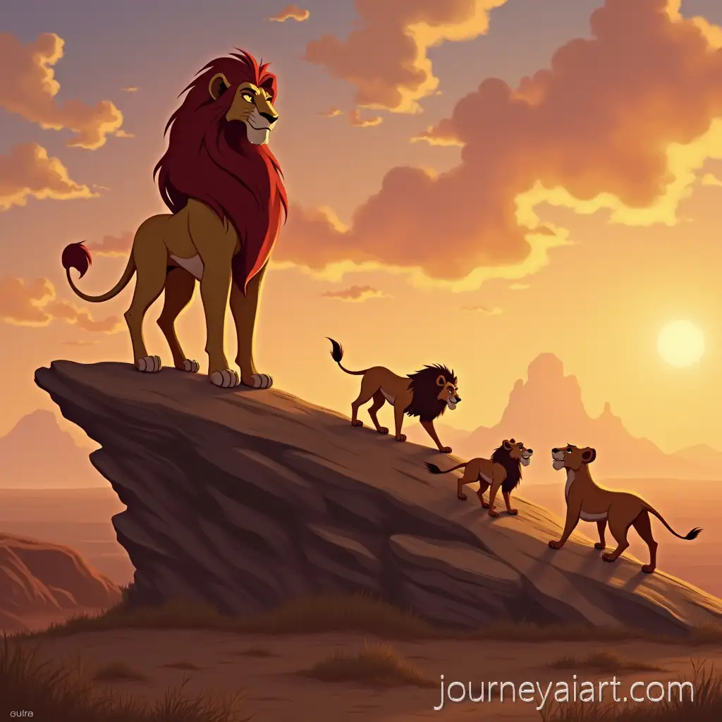 Scar-from-Lion-King-Standing-on-a-RockScar-in-Outland-Desert-in-Outland-Desert-with-Lions-and-Hyenas-Creating-a-New-Kingdom