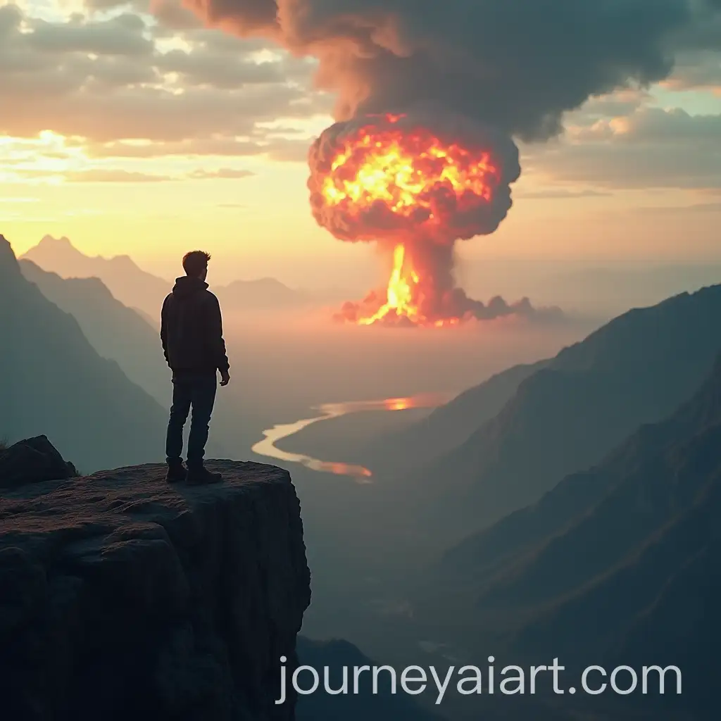 Person-Watching-Nuclear-Blast-from-Mountain-Cliff