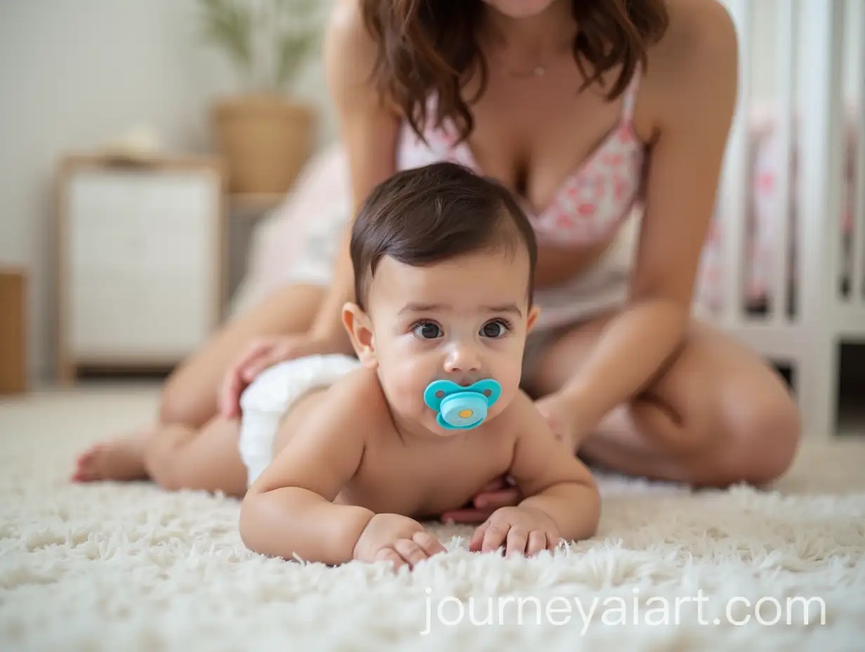9MonthOld-Baby-Boy-Crawling-with-Iranian-Mom-Reaching-to-Place-Him-in-Bassinet
