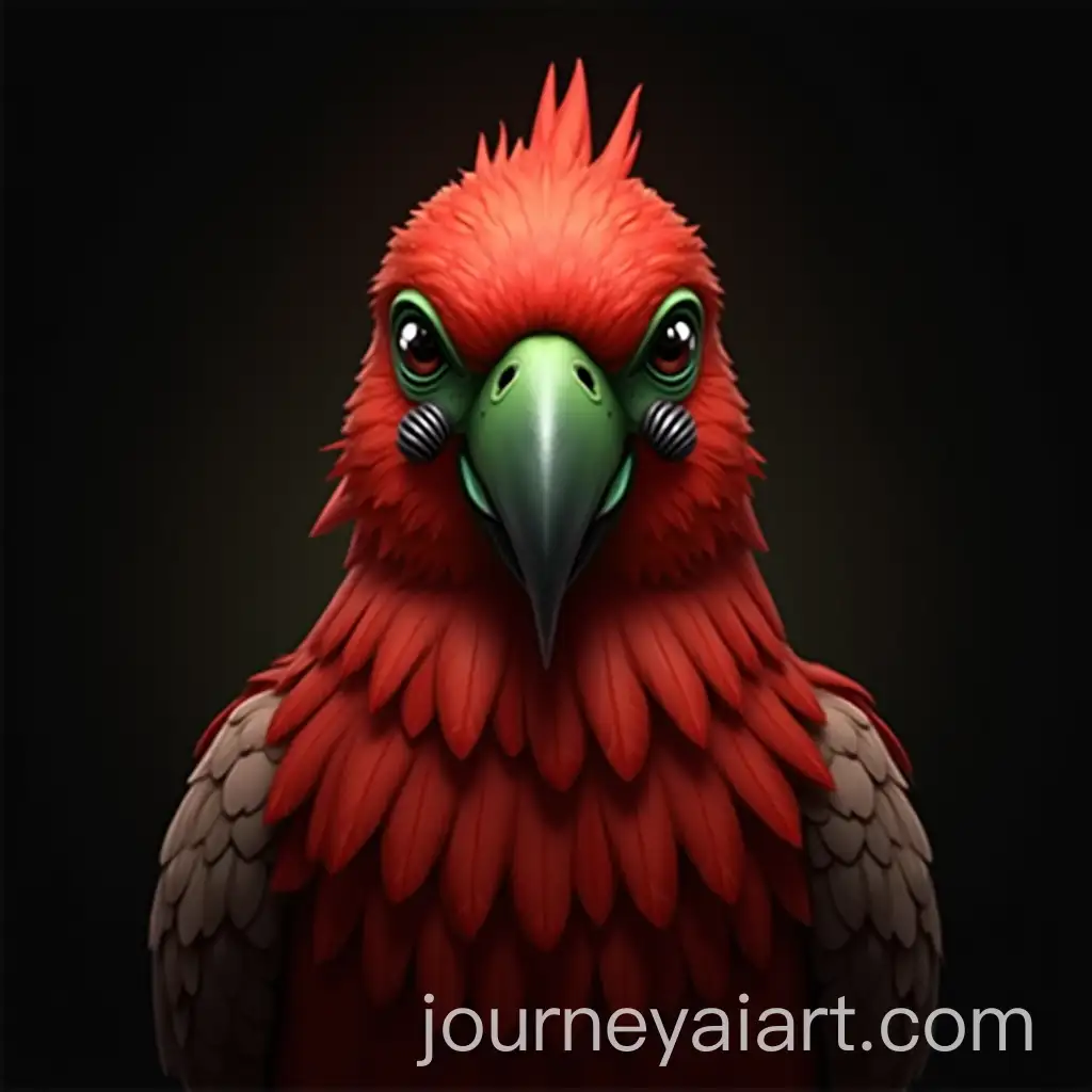 Red-BirdofParadise-BustUp-Portrait-in-HandPaintedAI-Image-Prompt-Expansion-Realism-Style