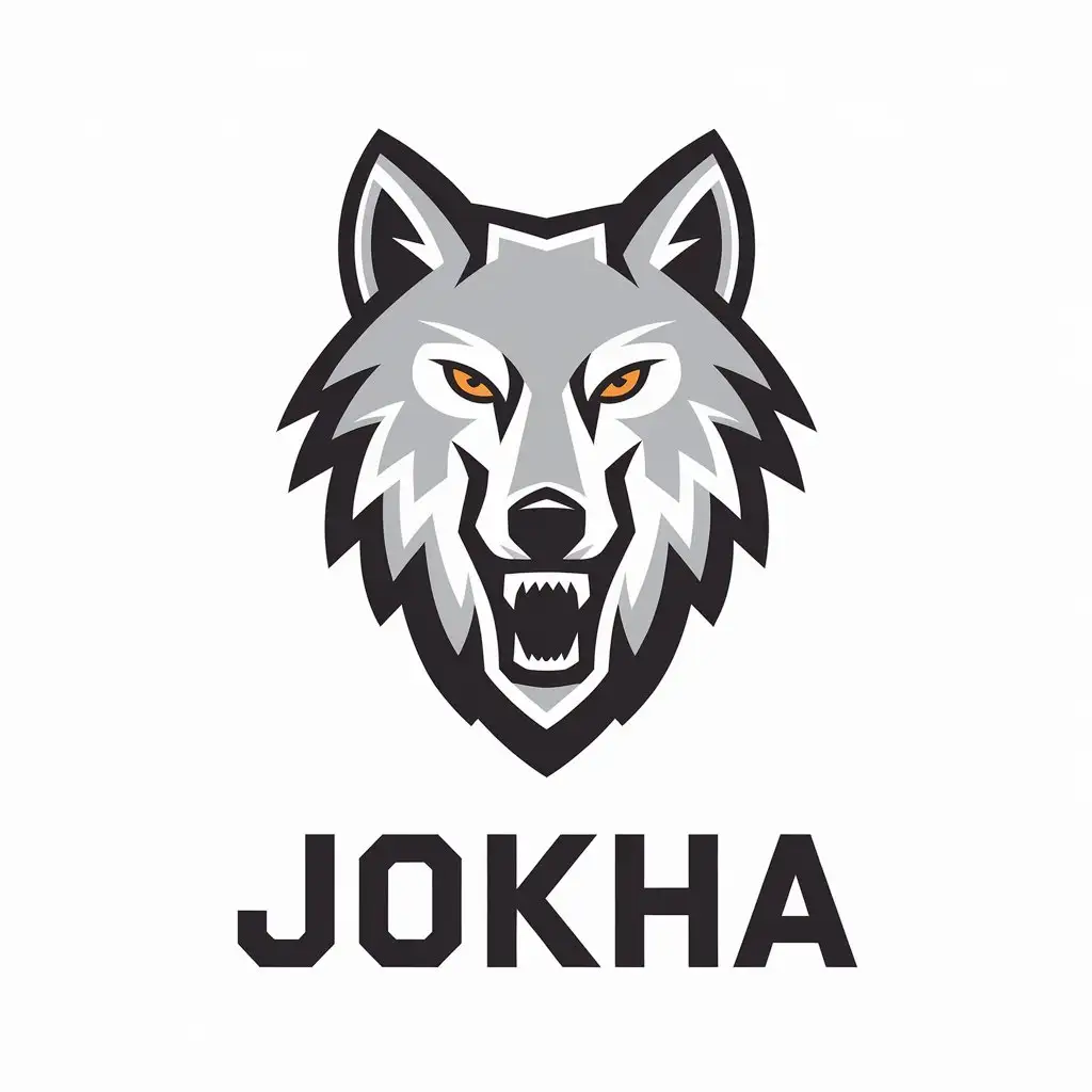 LOGO Design for JOKHA Wolf Symbol with Moderate Style on Clear Background