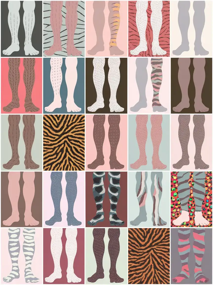 Abstract-Conceptual-Art-of-Hair-on-Legs-and-Hands-Inspired-by-Mondrian-and-Kusama