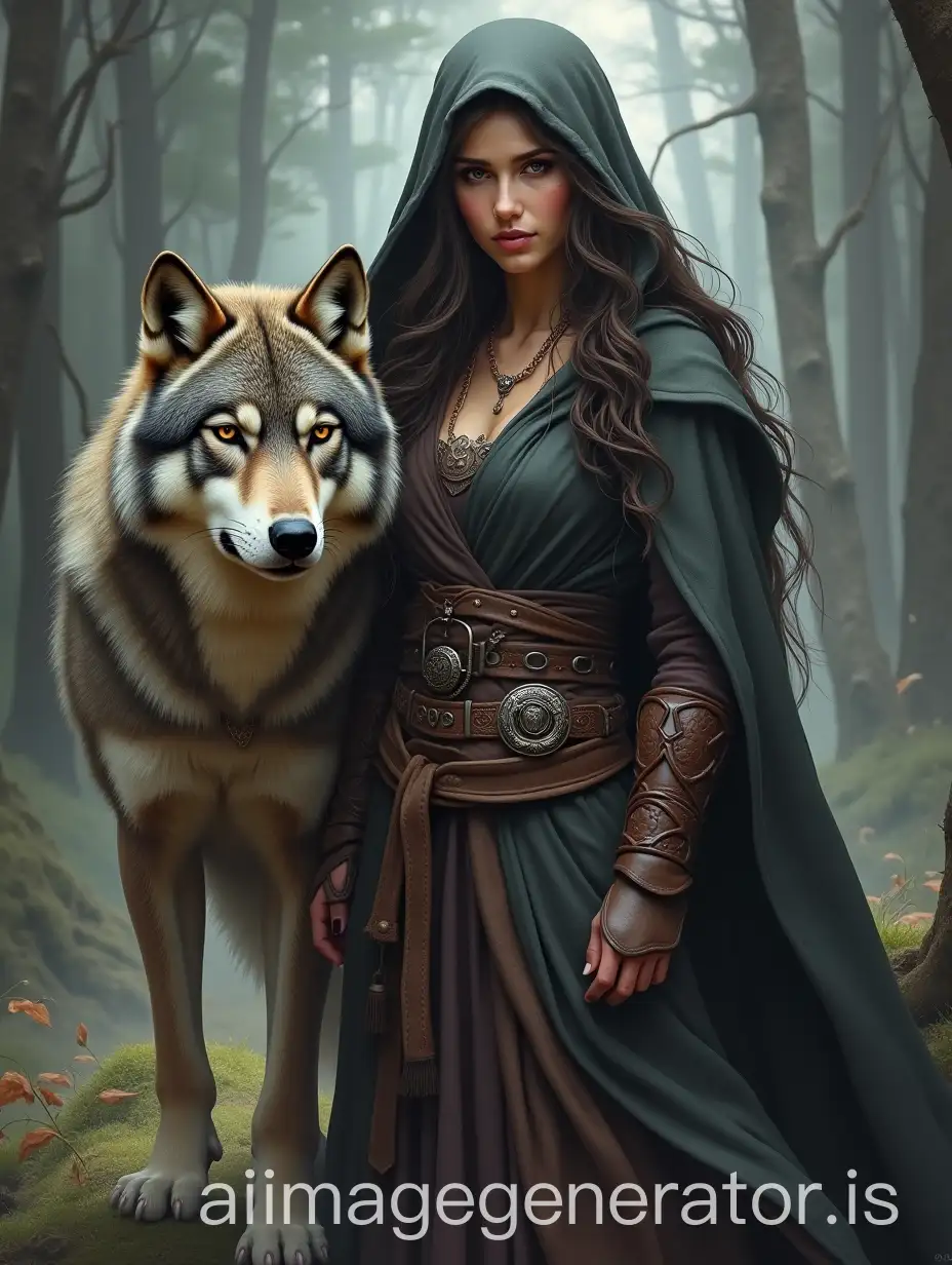 Latin-Monk-Sorceress-with-Gray-Wolf-Animal-Companion