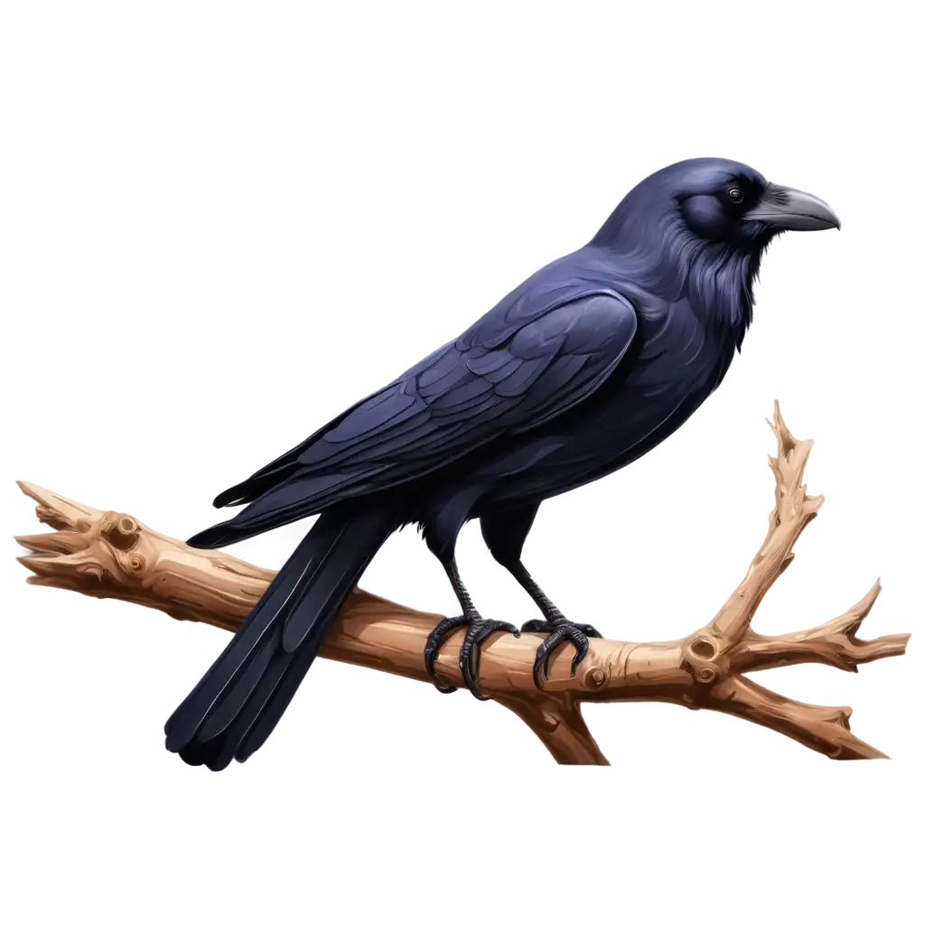 Cartoon-Raven-Sitting-on-Branch-PNG-Image-for-Creative-Projects