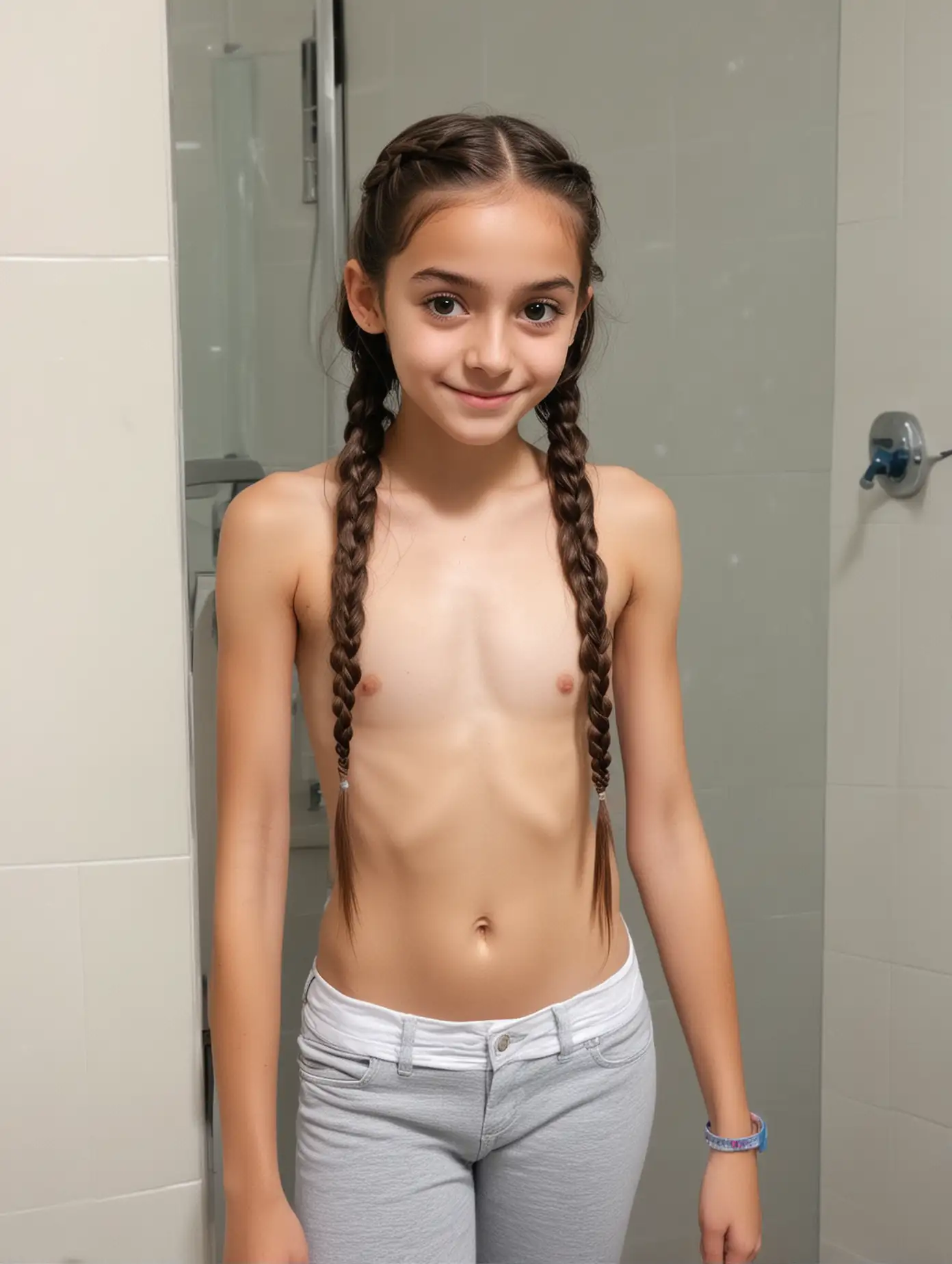 Adorable-Arab-Girl-with-Braided-Hair-in-Elementary-School-Bathroom