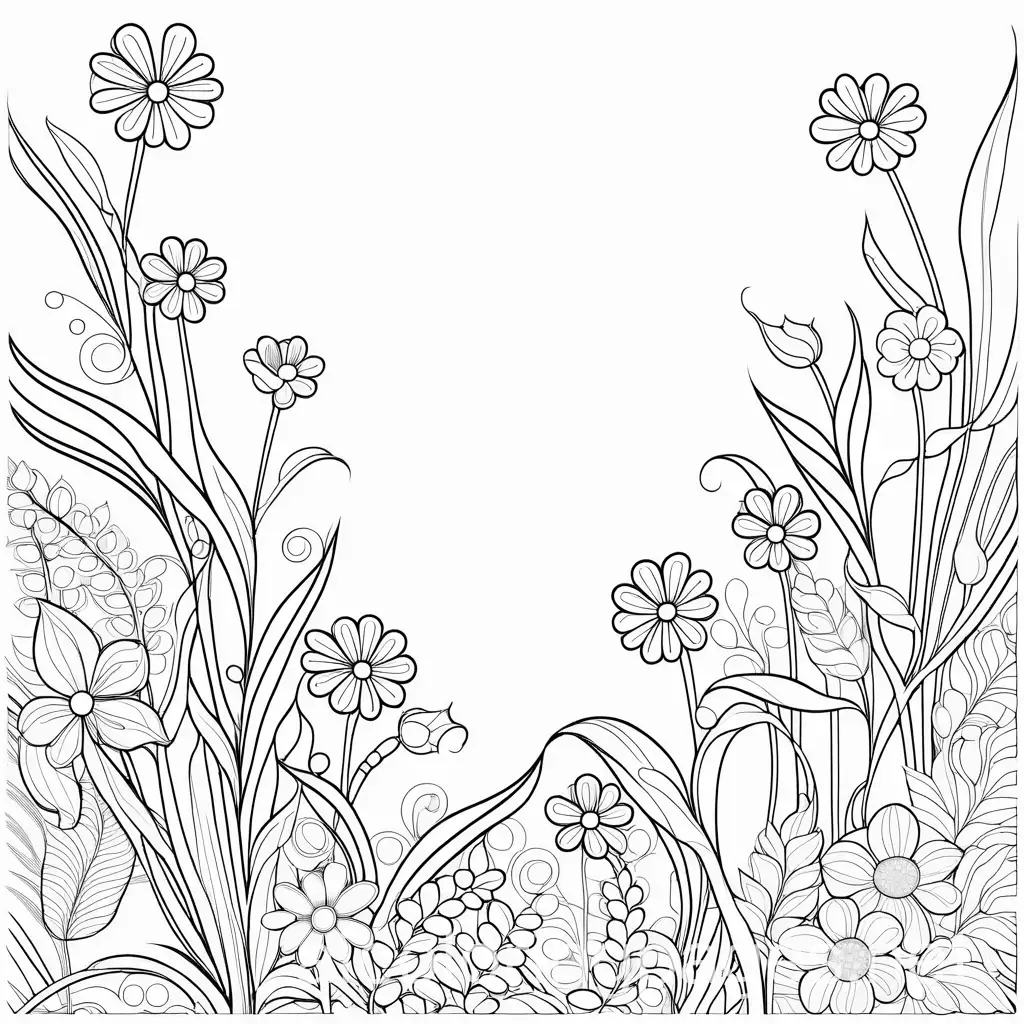 flower, Coloring Page, black and white, line art, white background, Simplicity, Ample White Space. The background of the coloring page is plain white to make it easy for young children to color within the lines. The outlines of all the subjects are easy to distinguish, making it simple for kids to color without too much difficulty