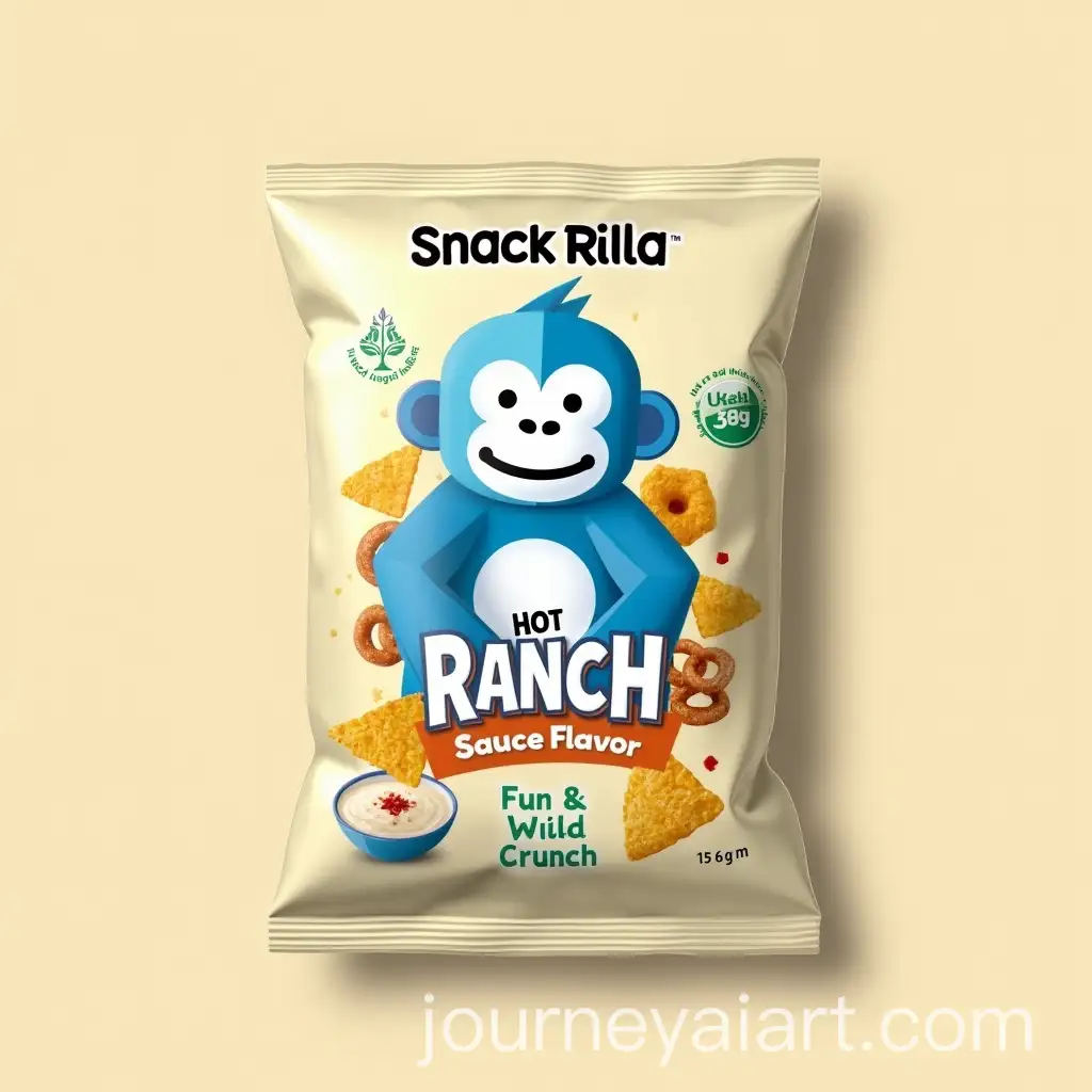 Snack-Rilla-Hot-Ranch-Sauce-Flavor-Packaging-Design-with-Geometric-Gorilla